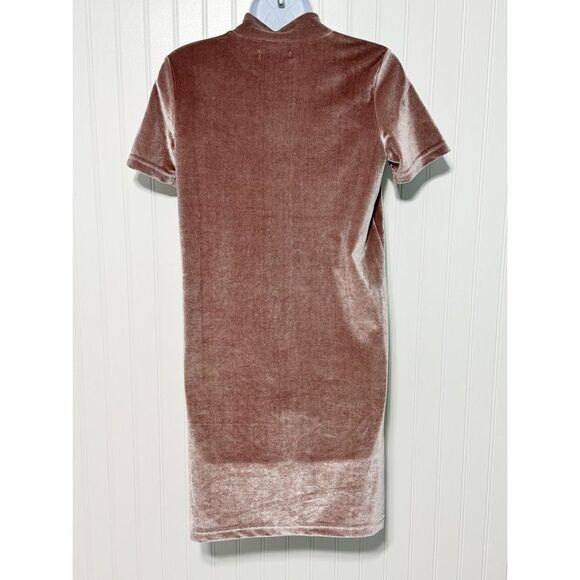Madewell Mock Turtleneck‎ Short Sleeve Velvet Mini Dress Rose Pink XXS - Picture 10 of 11
